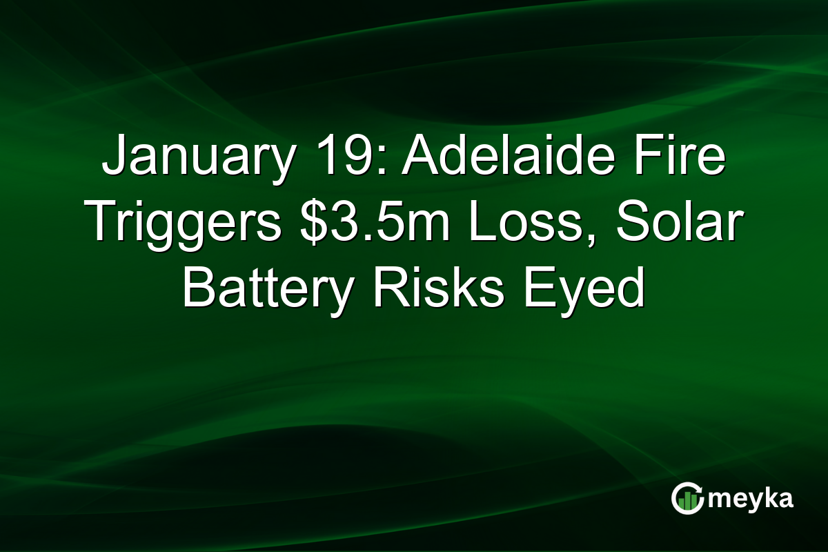 January 19: Adelaide Fire Triggers $3.5m Loss, Solar Battery Risks Eyed