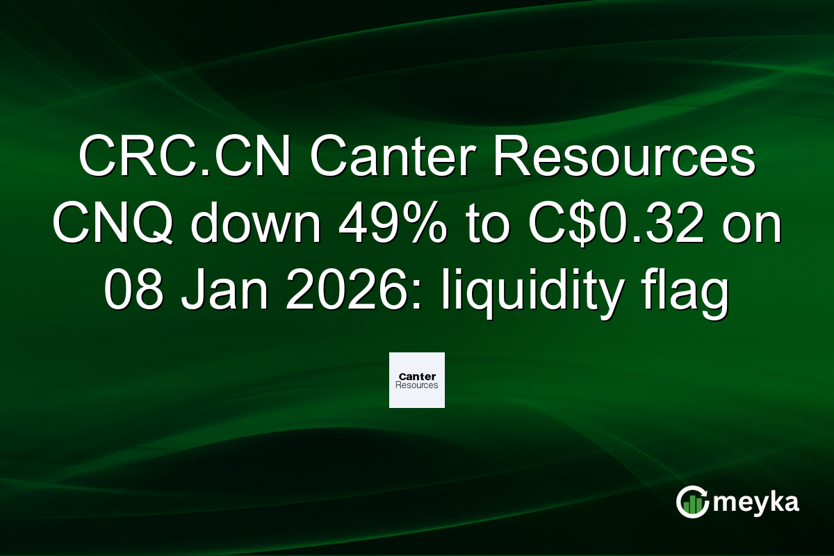 CRC.CN Canter Resources CNQ down 49% to C$0.32 on 08 Jan 2026: liquidity flag