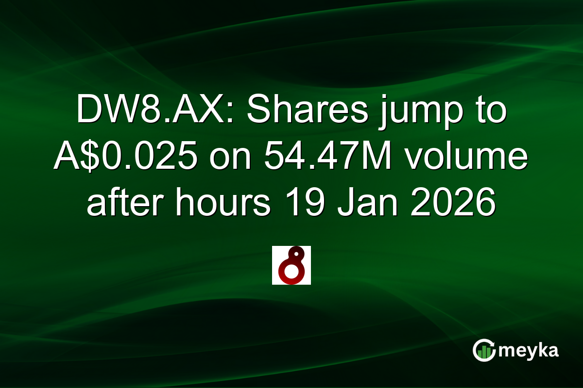 DW8.AX: Shares jump to A$0.025 on 54.47M volume after hours 19 Jan 2026