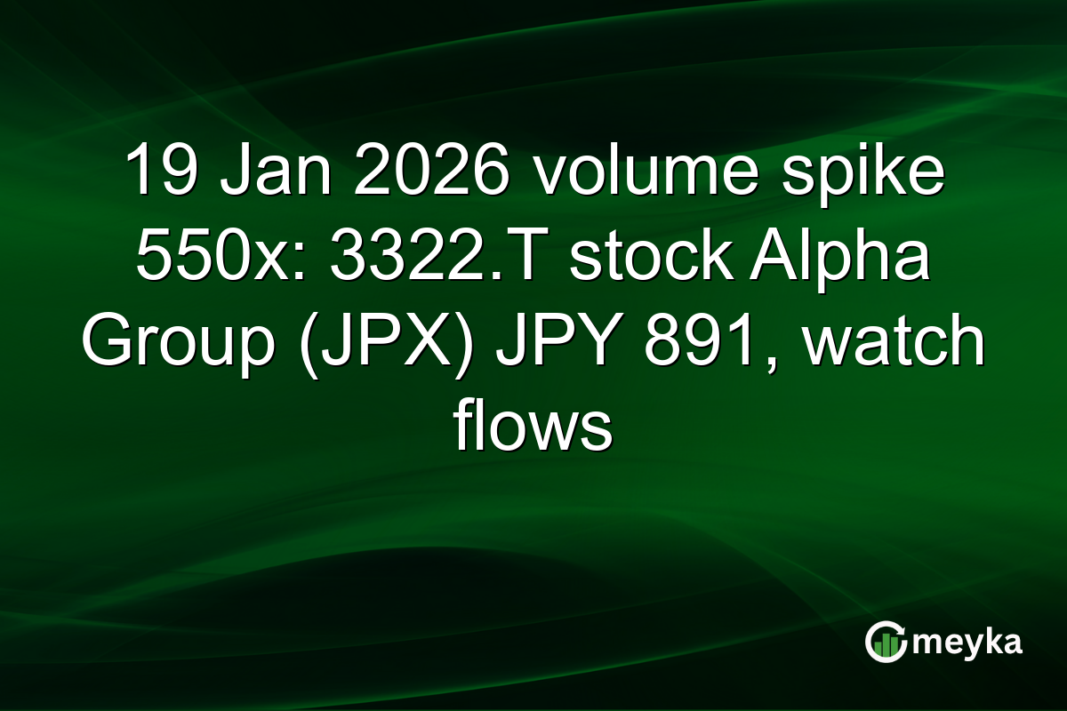 19 Jan 2026 volume spike 550x: 3322.T stock Alpha Group (JPX) JPY 891, watch flows