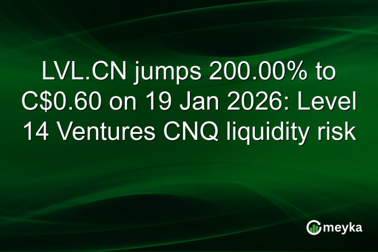 LVL.CN jumps 200.00% to C$0.60 on 19 Jan 2026: Level 14 Ventures CNQ liquidity risk