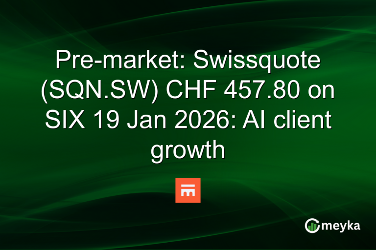 Pre-market: Swissquote (SQN.SW) CHF 457.80 on SIX 19 Jan 2026: AI client growth