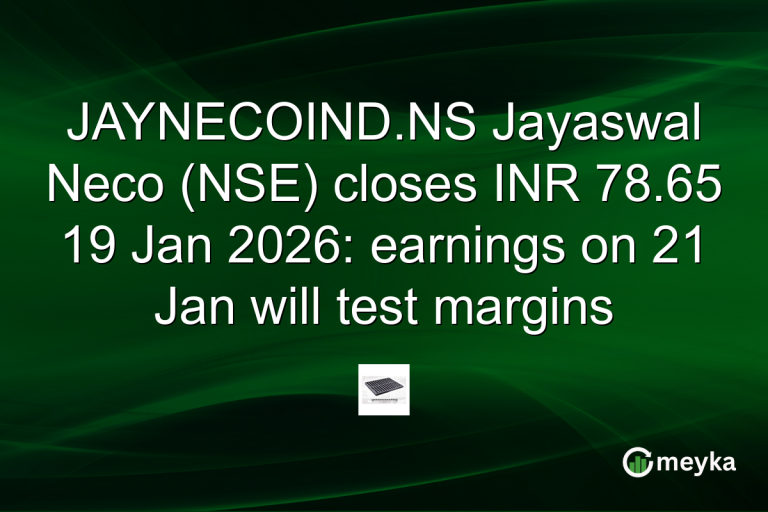 JAYNECOIND.NS Jayaswal Neco (NSE) closes INR 78.65 19 Jan 2026: earnings on 21 Jan will test margins