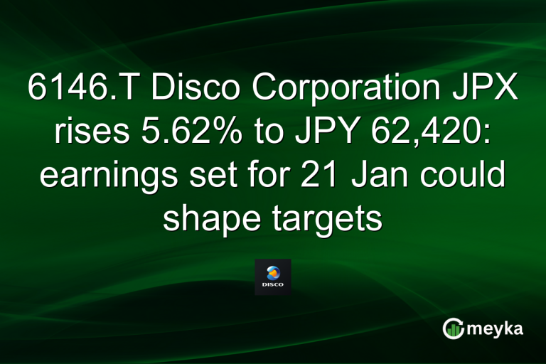 6146.T Disco Corporation JPX rises 5.62% to JPY 62,420: earnings set for 21 Jan could shape targets