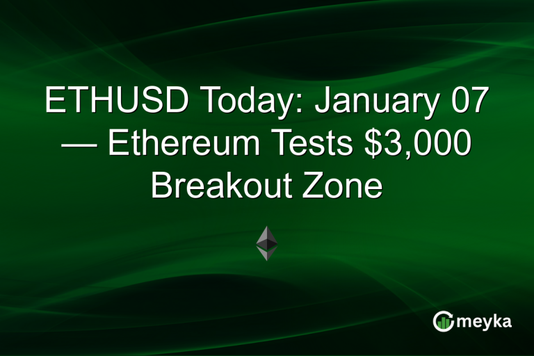 ETHUSD Today: January 07 — Ethereum Tests $3,000 Breakout Zone