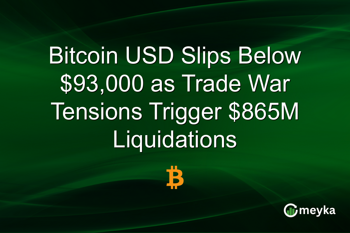 Bitcoin USD Slips Below $93,000 as Trade War Tensions Trigger $865M Liquidations