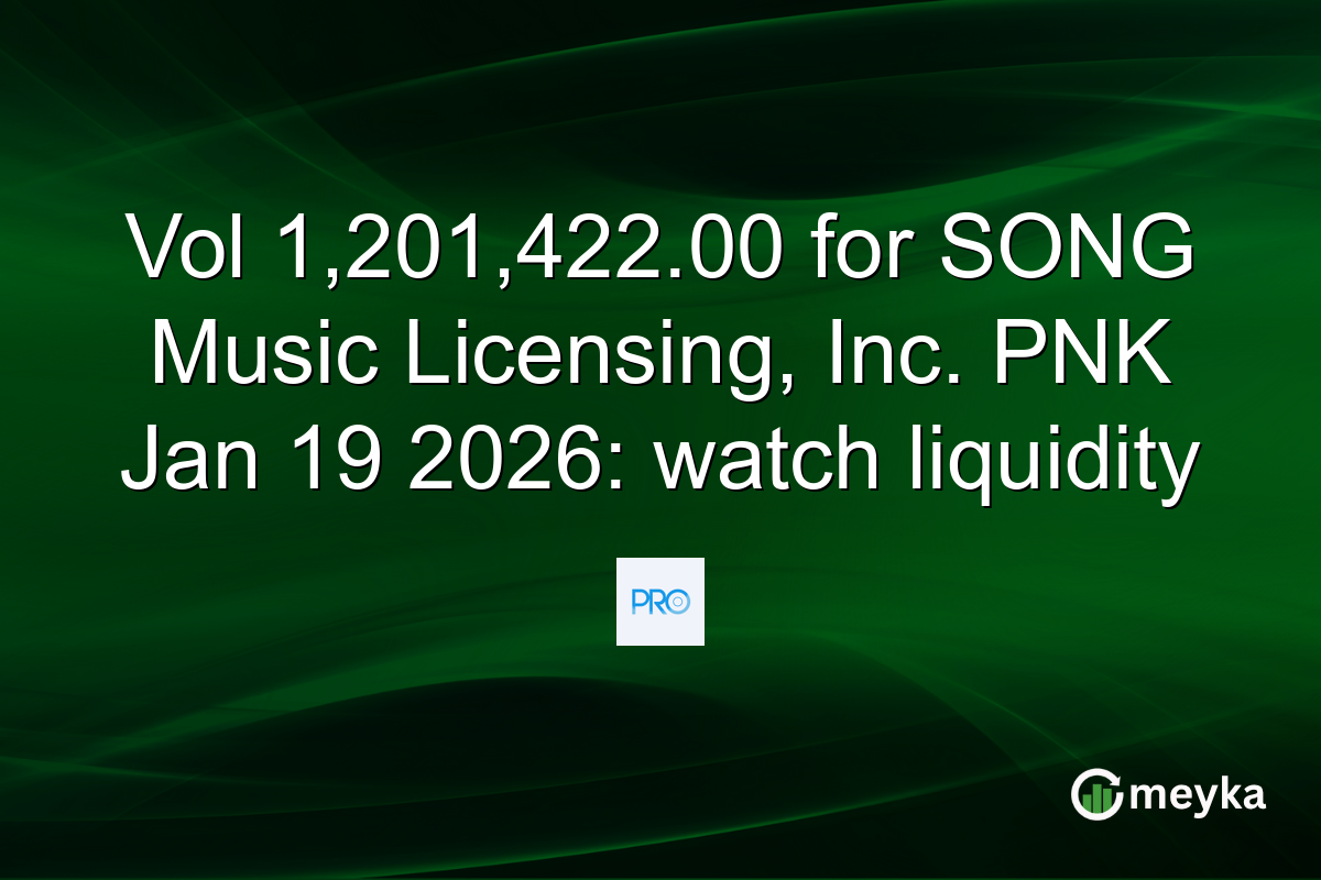 Vol 1,201,422.00 for SONG Music Licensing, Inc. PNK Jan 19 2026: watch liquidity
