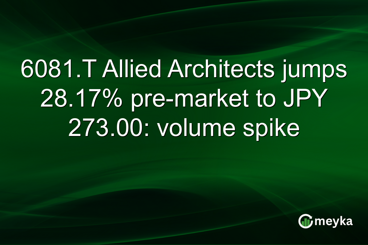 6081.T Allied Architects jumps 28.17% pre-market to JPY 273.00: volume spike