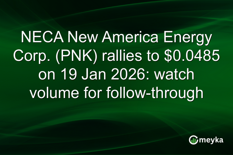 NECA New America Energy Corp. (PNK) rallies to $0.0485 on 19 Jan 2026: watch volume for follow-through