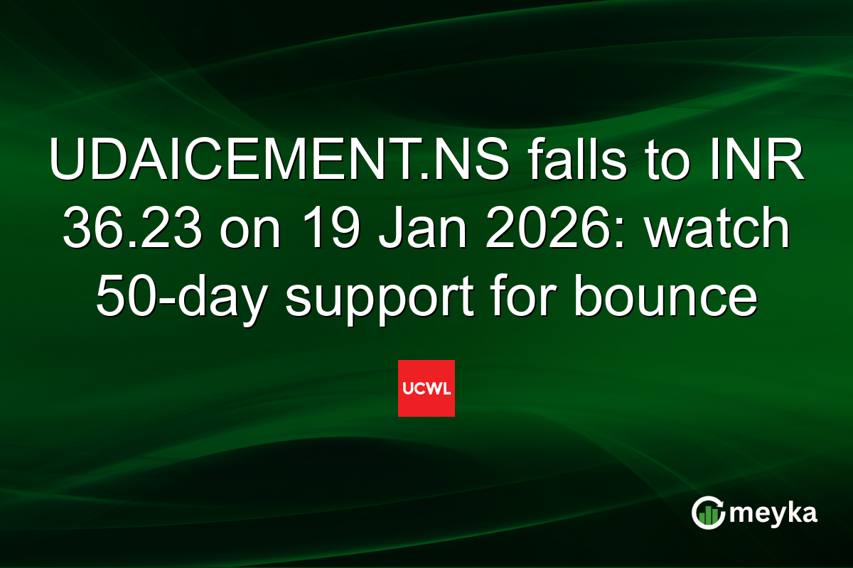 UDAICEMENT.NS falls to INR 36.23 on 19 Jan 2026: watch 50-day support for bounce