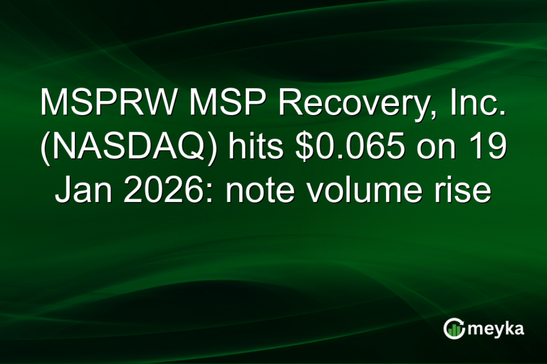 MSPRW MSP Recovery, Inc. (NASDAQ) hits $0.065 on 19 Jan 2026: note volume rise