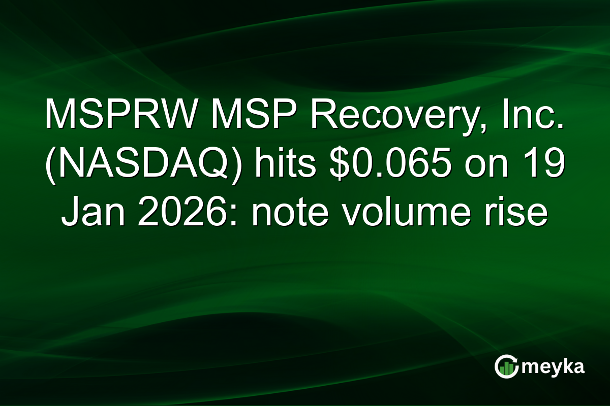 MSPRW MSP Recovery, Inc. (NASDAQ) hits $0.065 on 19 Jan 2026: note volume rise