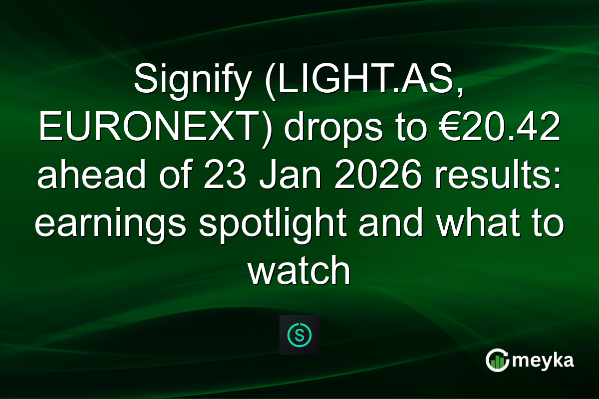 Signify (LIGHT.AS, EURONEXT) drops to €20.42 ahead of 23 Jan 2026 results: earnings spotlight and what to watch