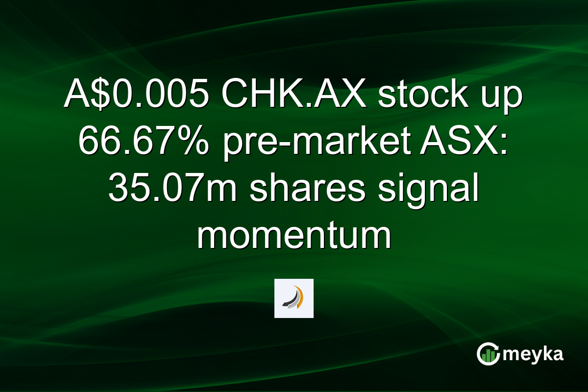 A$0.005 CHK.AX stock up 66.67% pre-market ASX: 35.07m shares signal momentum