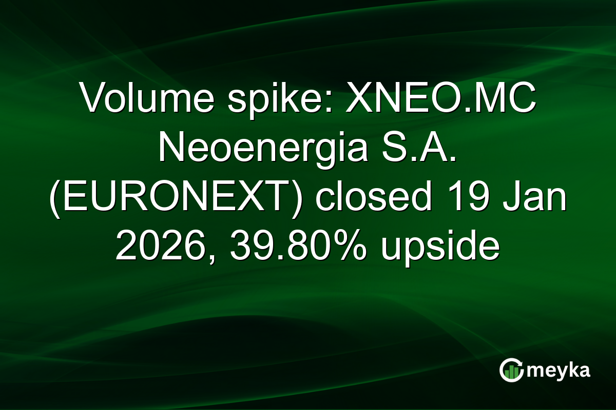 Volume spike: XNEO.MC Neoenergia S.A. (EURONEXT) closed 19 Jan 2026, 39.80% upside
