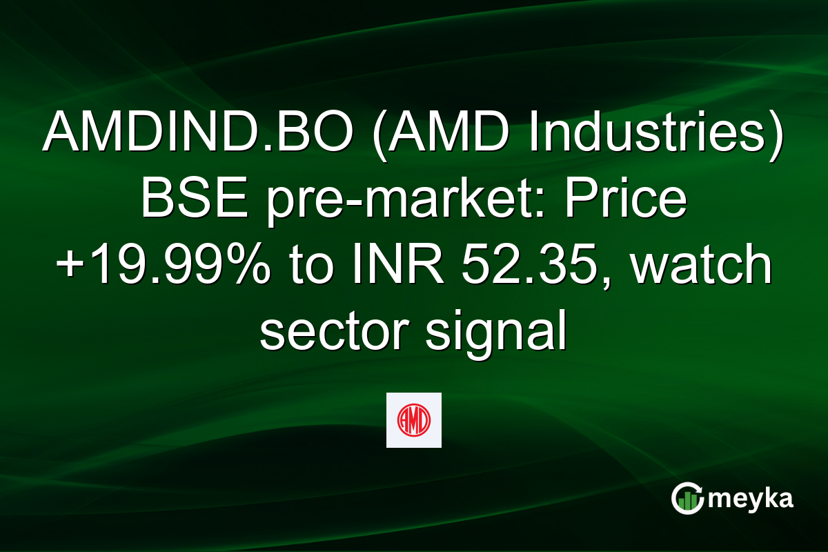 AMDIND.BO (AMD Industries) BSE pre-market: Price +19.99% to INR 52.35, watch sector signal