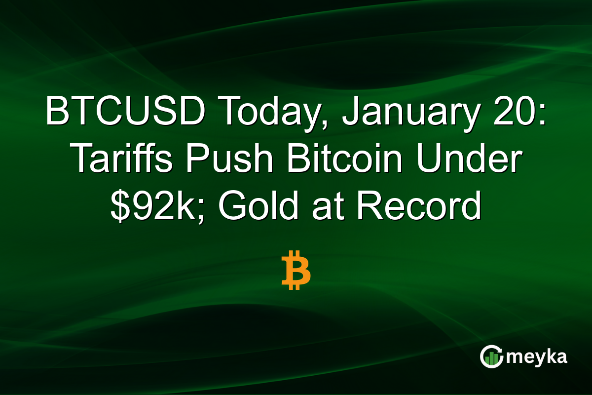 BTCUSD Today, January 20: Tariffs Push Bitcoin Under $92k; Gold at Record