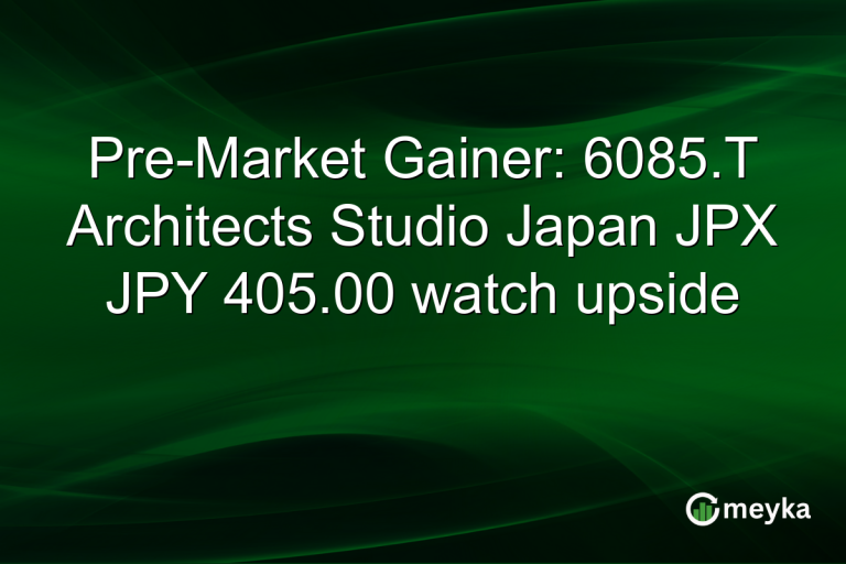 Pre-Market Gainer: 6085.T Architects Studio Japan JPX JPY 405.00 watch upside