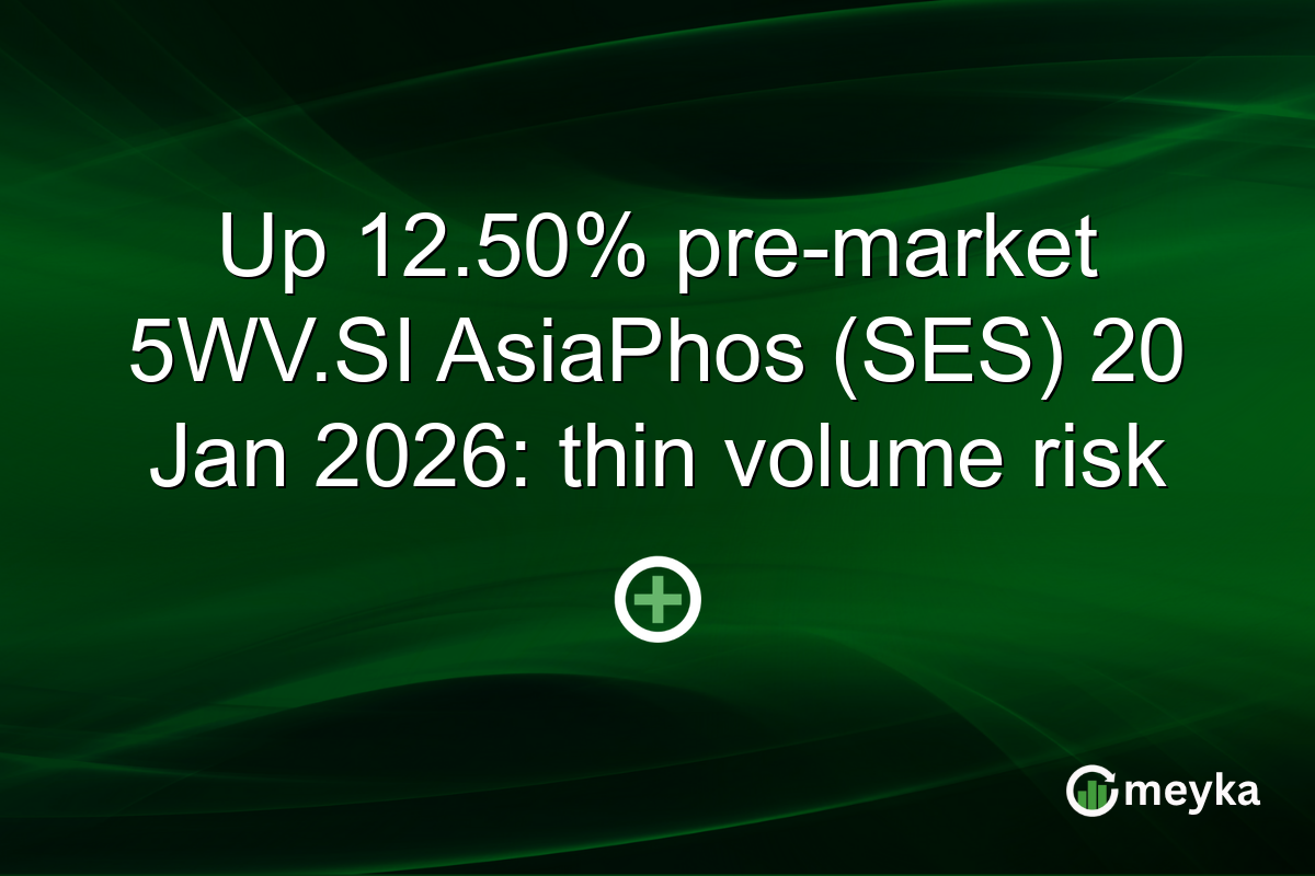 Up 12.50% pre-market 5WV.SI AsiaPhos (SES) 20 Jan 2026: thin volume risk
