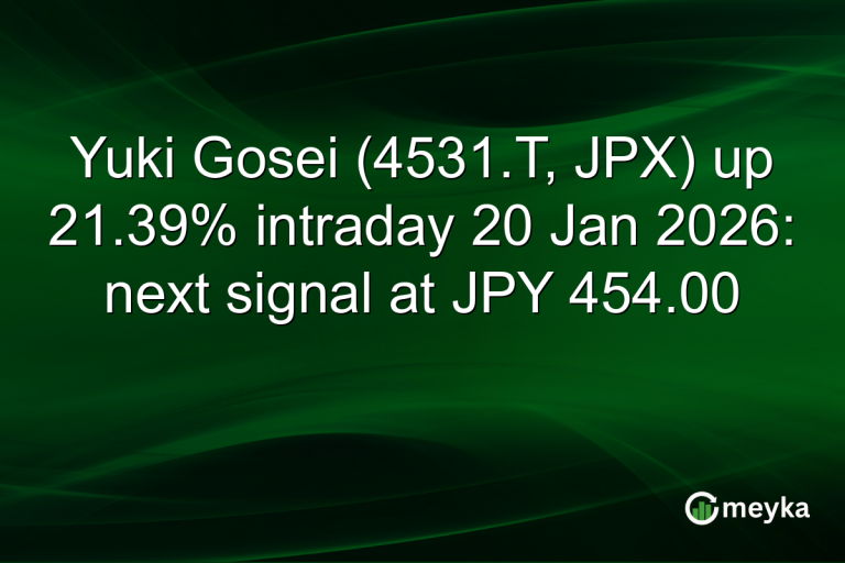 Yuki Gosei (4531.T, JPX) up 21.39% intraday 20 Jan 2026: next signal at JPY 454.00
