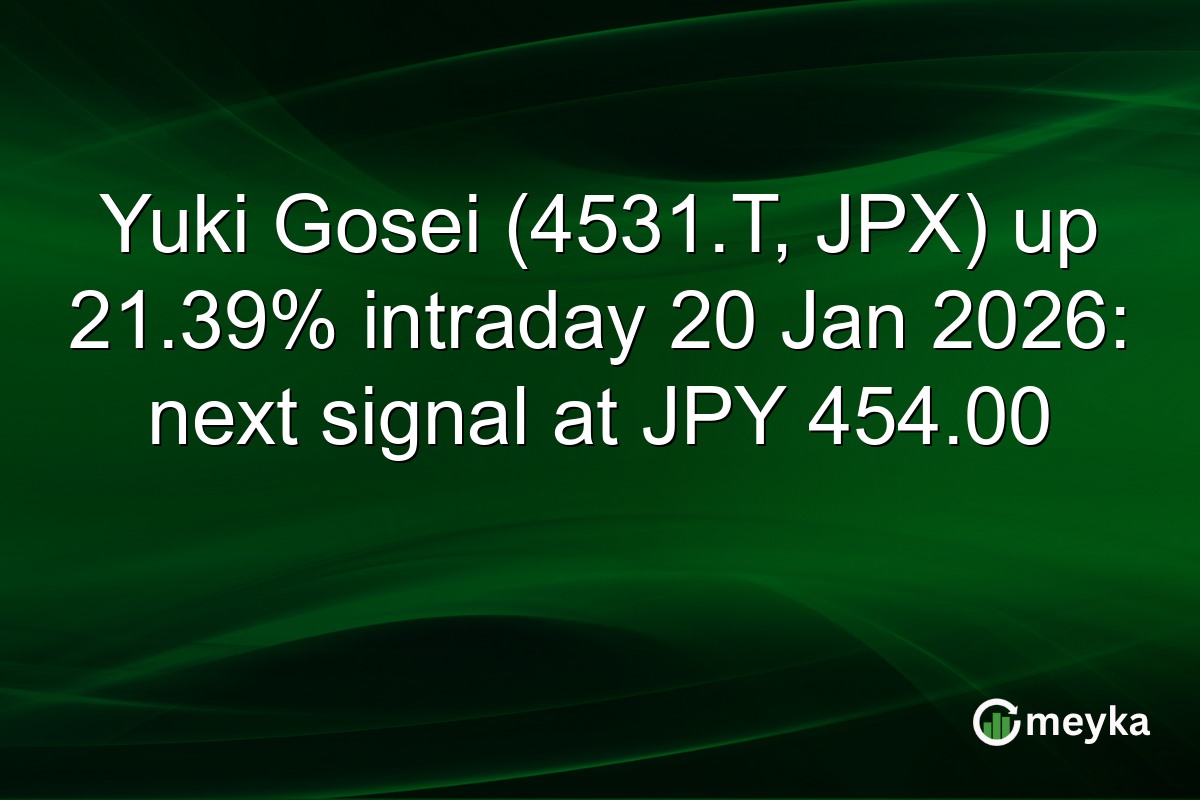 Yuki Gosei (4531.T, JPX) up 21.39% intraday 20 Jan 2026: next signal at JPY 454.00