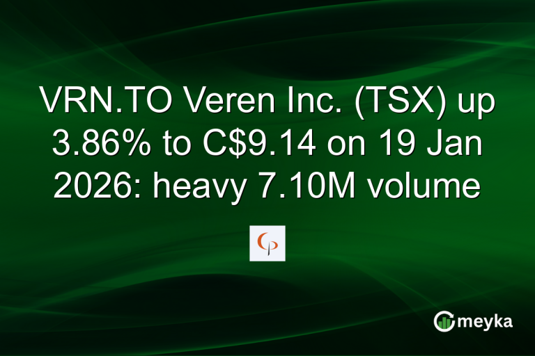 VRN.TO Veren Inc. (TSX) up 3.86% to C$9.14 on 19 Jan 2026: heavy 7.10M volume