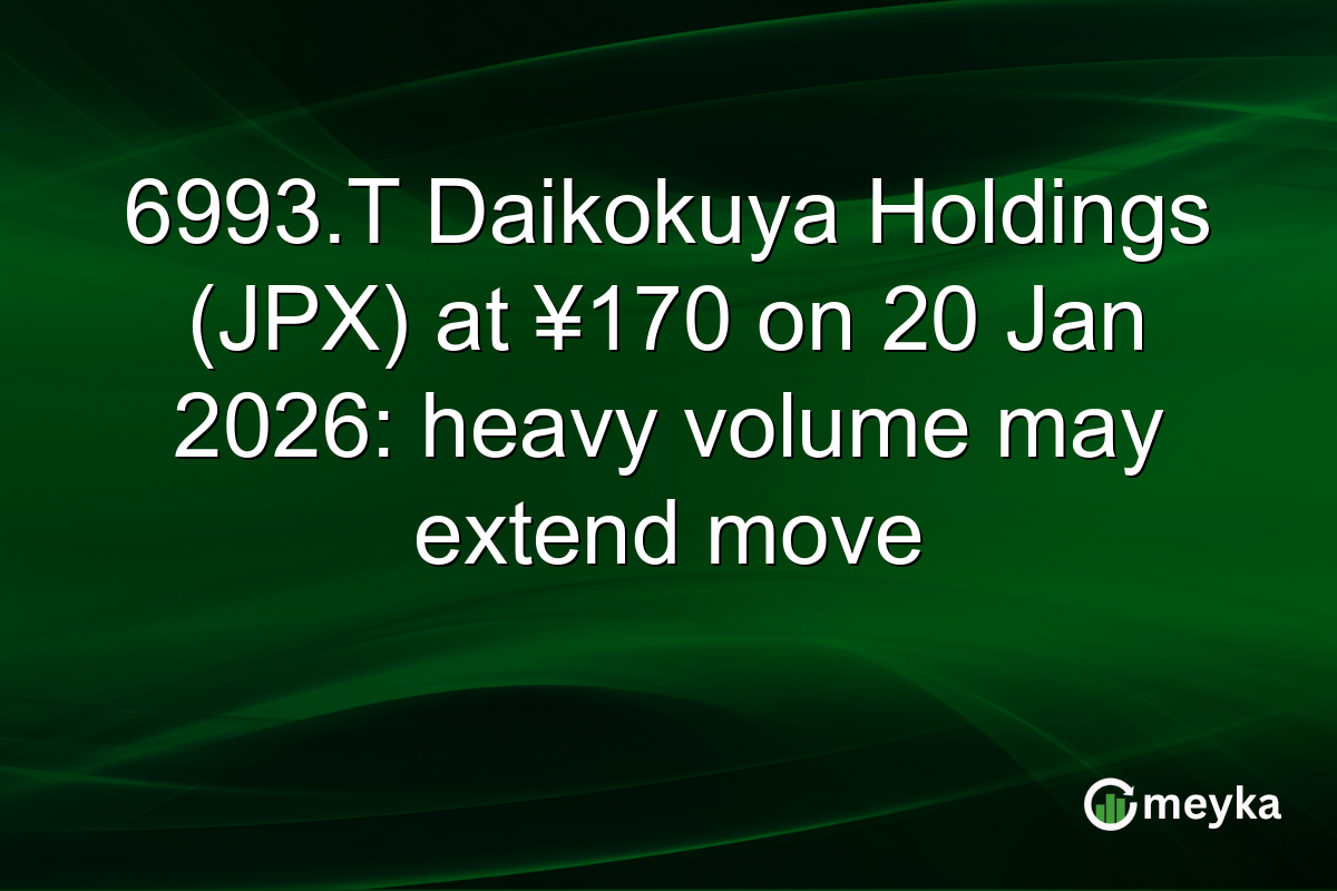6993.T Daikokuya Holdings (JPX) at ¥170 on 20 Jan 2026: heavy volume may extend move