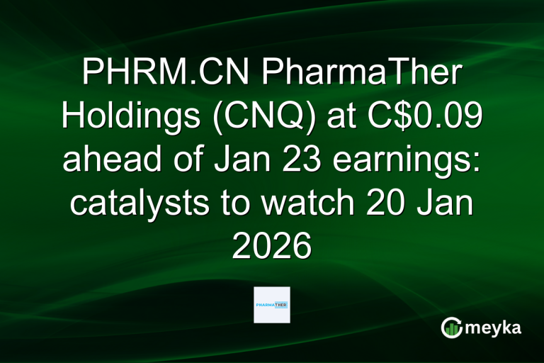 PHRM.CN PharmaTher Holdings (CNQ) at C$0.09 ahead of Jan 23 earnings: catalysts to watch 20 Jan 2026