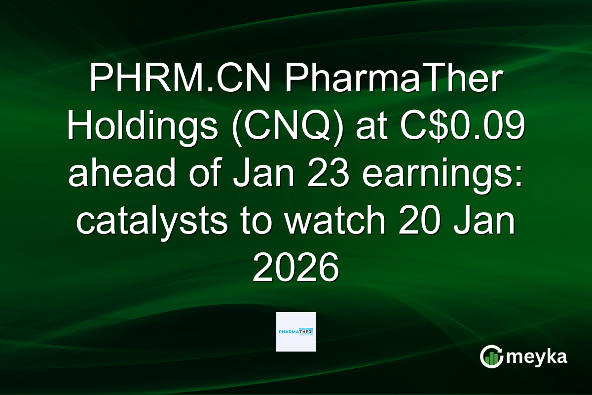 PHRM.CN PharmaTher Holdings (CNQ) at C$0.09 ahead of Jan 23 earnings: catalysts to watch 20 Jan 2026