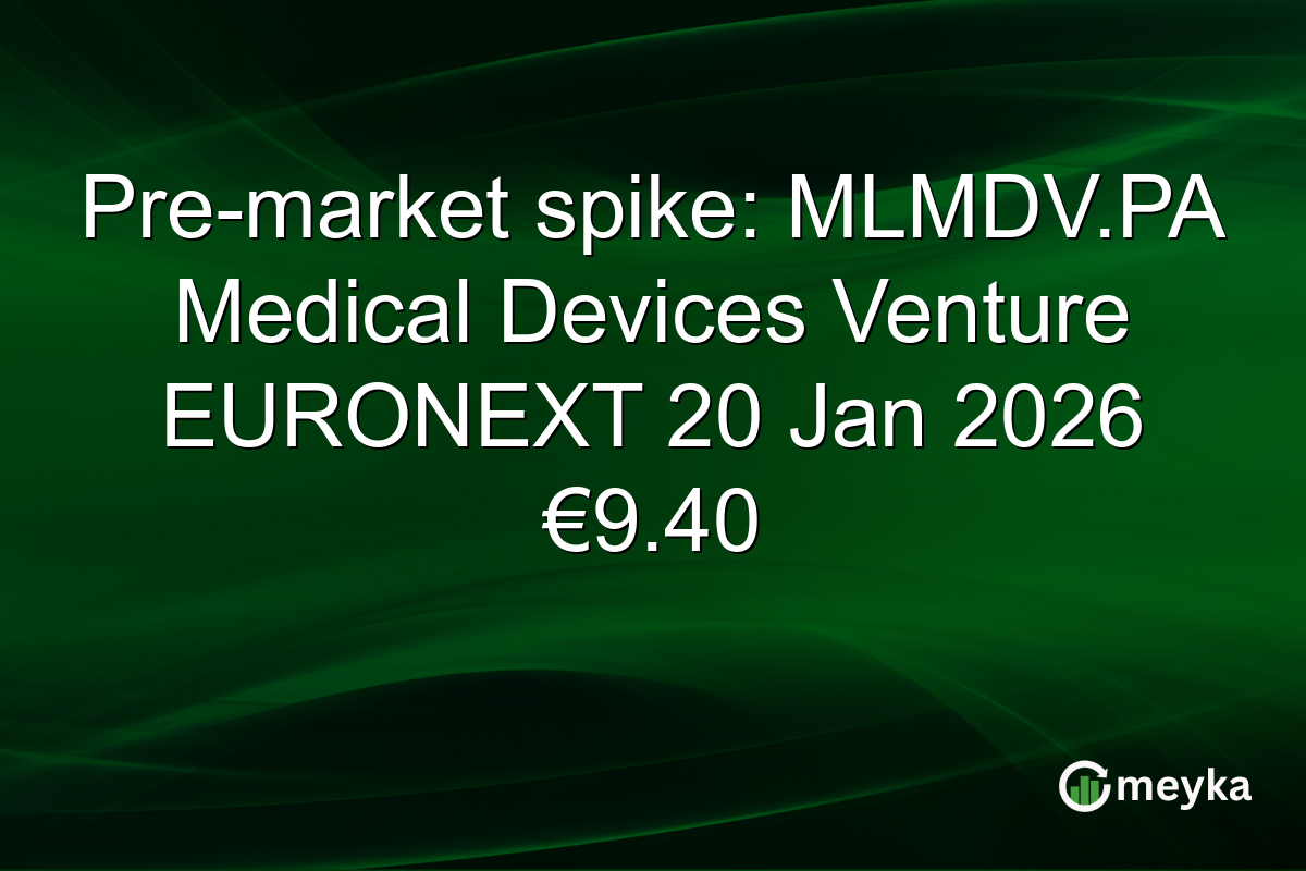 Pre-market spike: MLMDV.PA Medical Devices Venture EURONEXT 20 Jan 2026 €9.40
