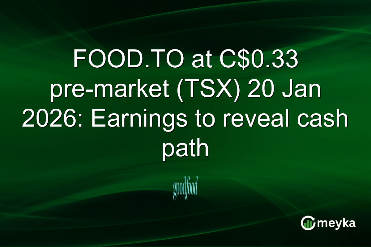 FOOD.TO at C$0.33 pre-market (TSX) 20 Jan 2026: Earnings to reveal cash path