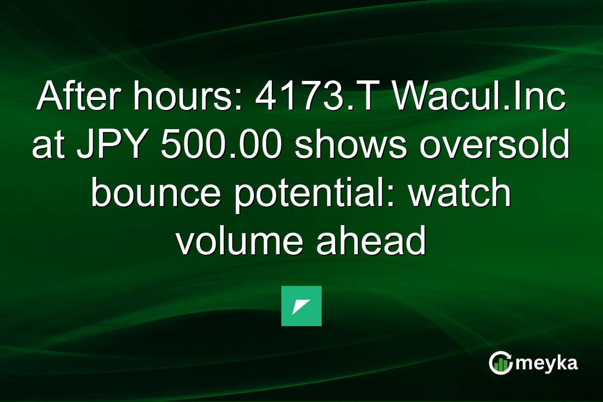 After hours: 4173.T Wacul.Inc at JPY 500.00 shows oversold bounce potential: watch volume ahead