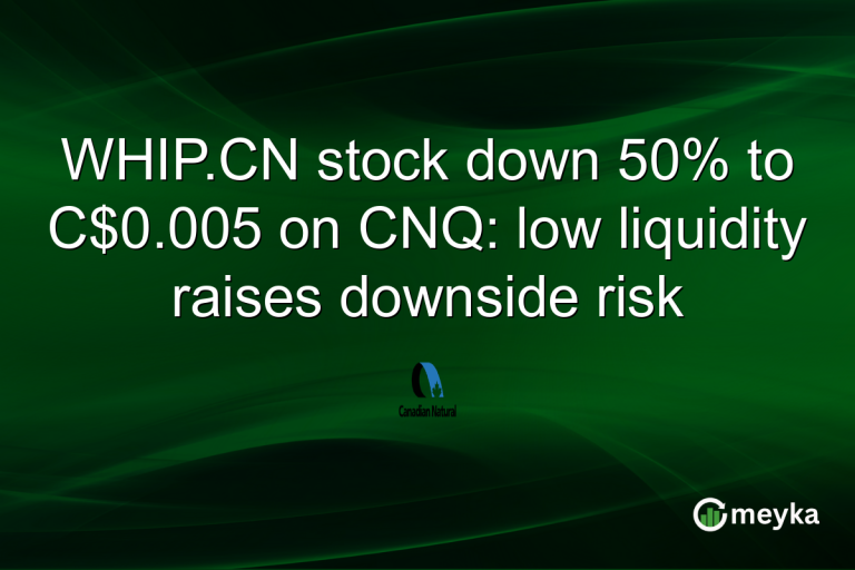 WHIP.CN stock down 50% to C$0.005 on CNQ: low liquidity raises downside risk