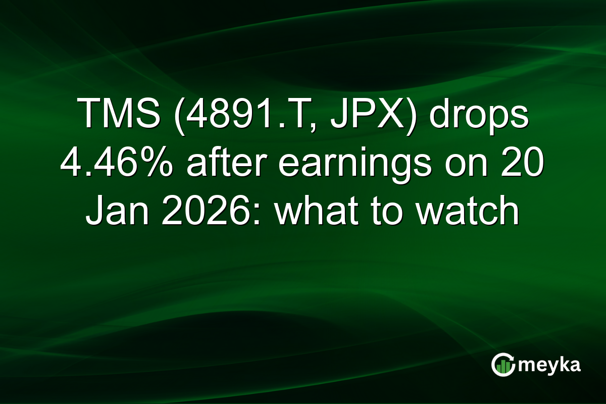 TMS (4891.T, JPX) drops 4.46% after earnings on 20 Jan 2026: what to watch