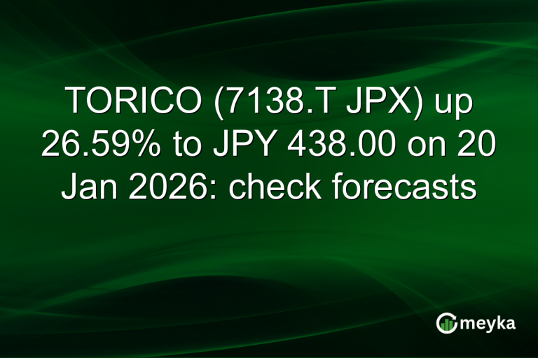 TORICO (7138.T JPX) up 26.59% to JPY 438.00 on 20 Jan 2026: check forecasts