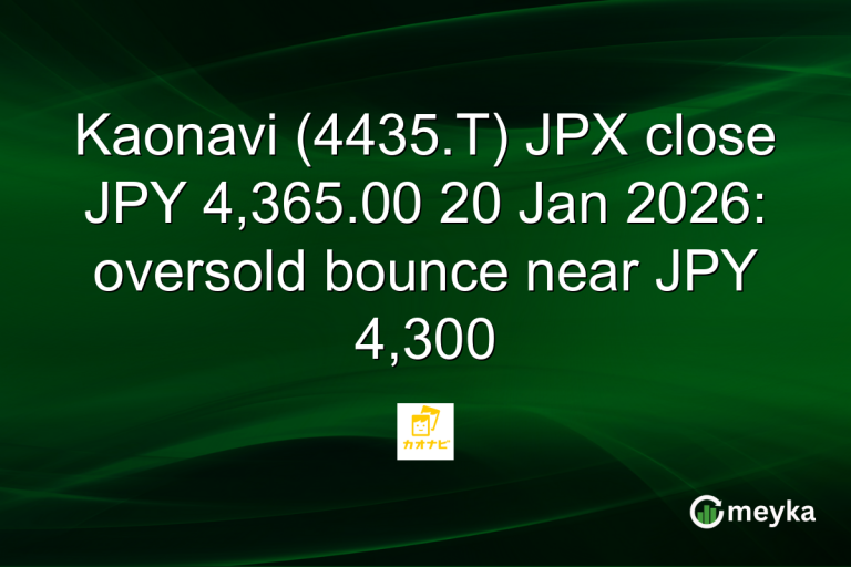 Kaonavi (4435.T) JPX close JPY 4,365.00 20 Jan 2026: oversold bounce near JPY 4,300