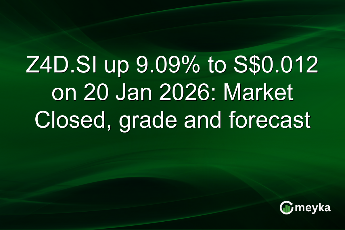 Z4D.SI up 9.09% to S$0.012 on 20 Jan 2026: Market Closed, grade and forecast