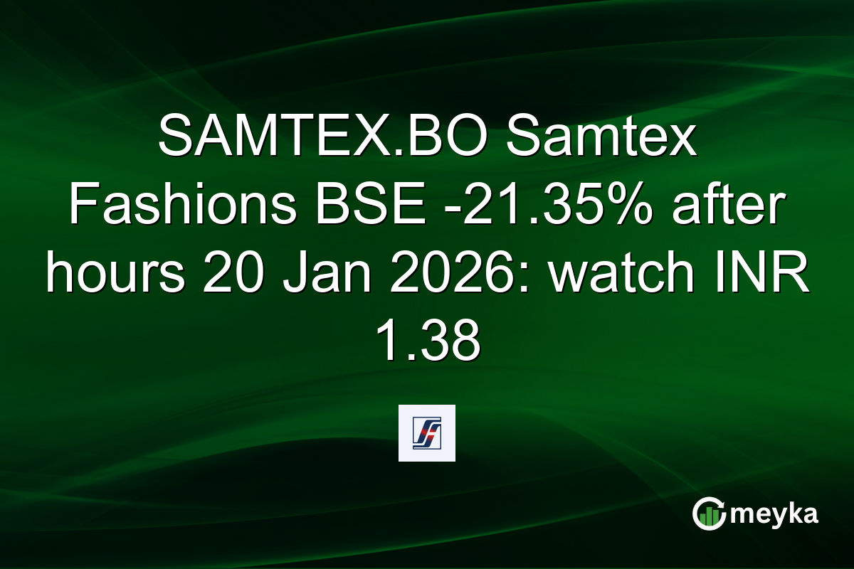 SAMTEX.BO Samtex Fashions BSE -21.35% after hours 20 Jan 2026: watch INR 1.38