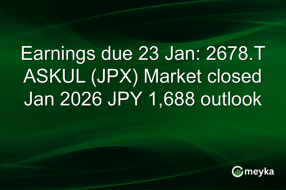 Earnings due 23 Jan: 2678.T ASKUL (JPX) Market closed Jan 2026 JPY 1,688 outlook