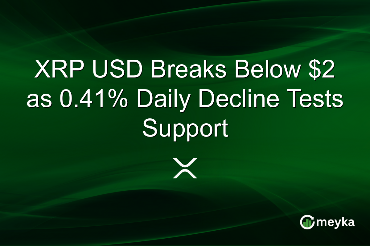 XRP USD Breaks Below $2 as 0.41% Daily Decline Tests Support
