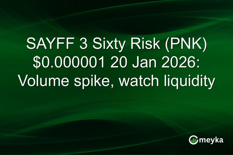 SAYFF 3 Sixty Risk (PNK) $0.000001 20 Jan 2026: Volume spike, watch liquidity