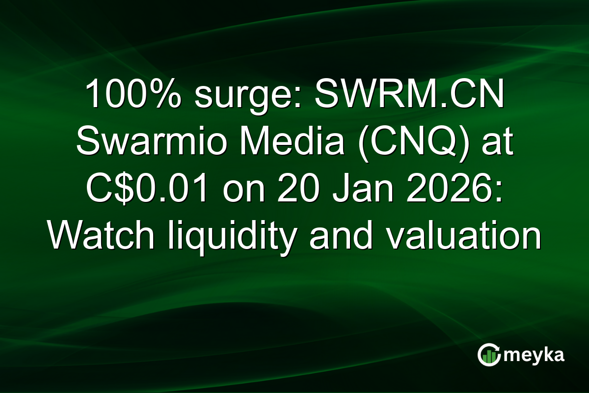 100% surge: SWRM.CN Swarmio Media (CNQ) at C$0.01 on 20 Jan 2026: Watch liquidity and valuation