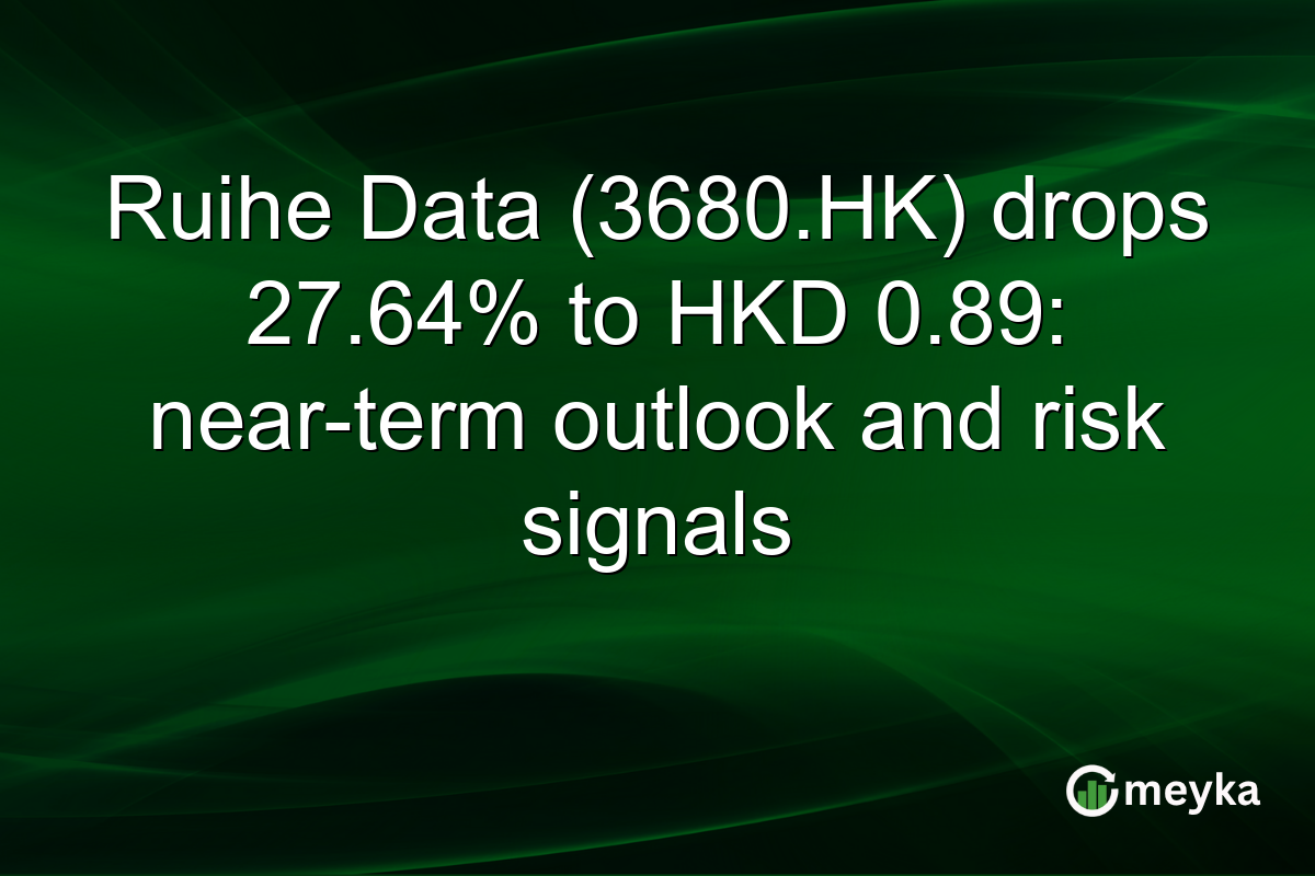 Ruihe Data (3680.HK) drops 27.64% to HKD 0.89: near-term outlook and risk signals