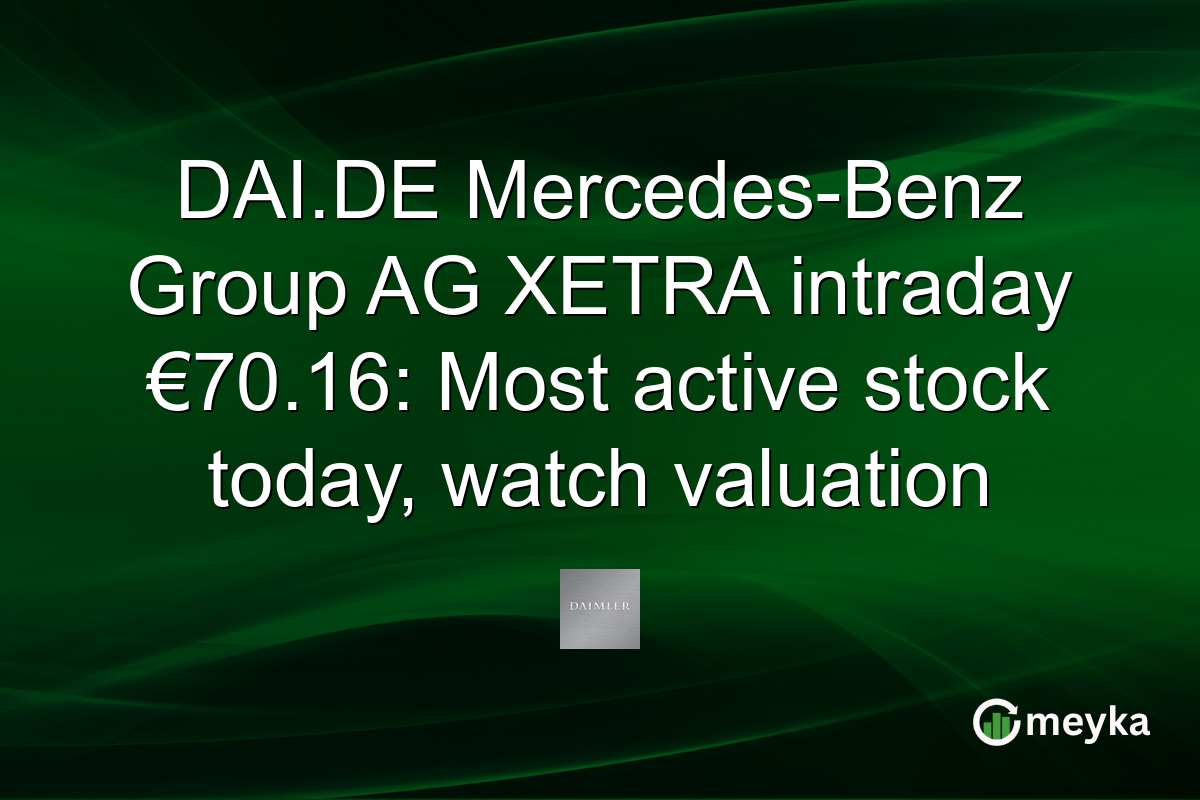 DAI.DE Mercedes-Benz Group AG XETRA intraday €70.16: Most active stock today, watch valuation