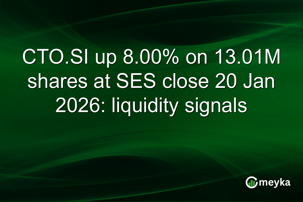 CTO.SI up 8.00% on 13.01M shares at SES close 20 Jan 2026: liquidity signals