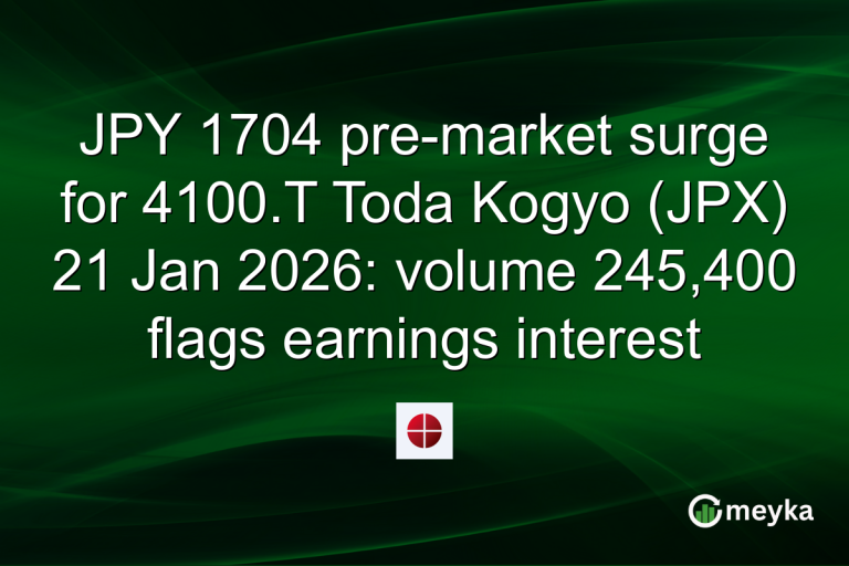 JPY 1704 pre-market surge for 4100.T Toda Kogyo (JPX) 21 Jan 2026: volume 245,400 flags earnings interest