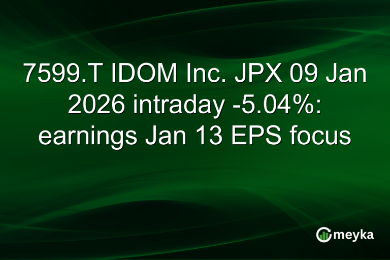7599.T IDOM Inc. JPX 09 Jan 2026 intraday -5.04%: earnings Jan 13 EPS focus