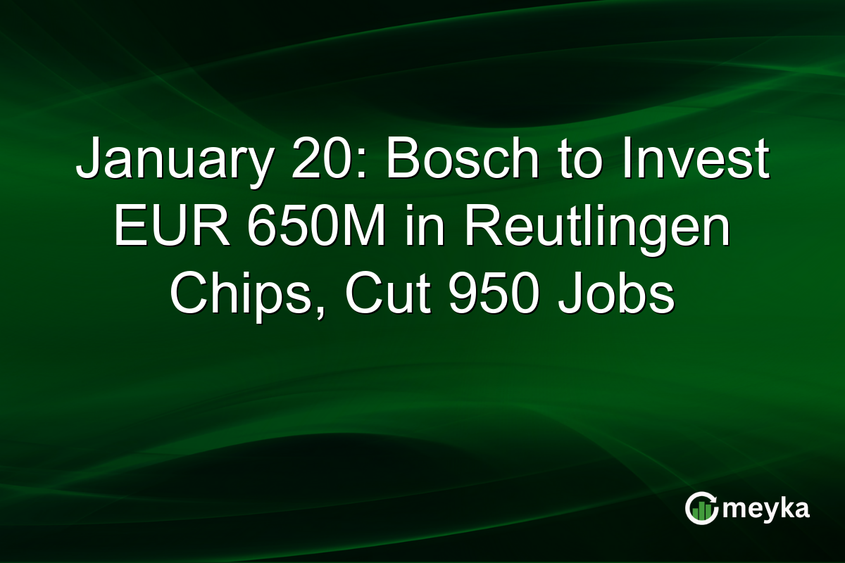 January 20: Bosch to Invest EUR 650M in Reutlingen Chips, Cut 950 Jobs
