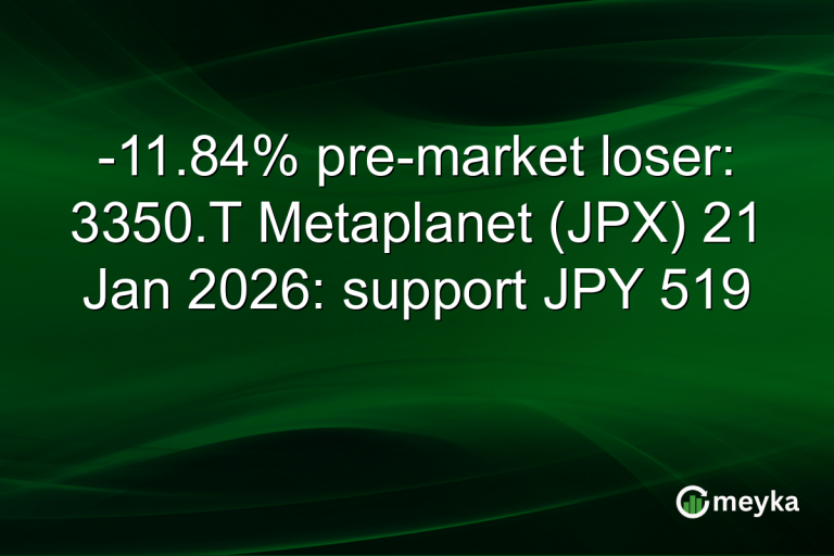 -11.84% pre-market loser: 3350.T Metaplanet (JPX) 21 Jan 2026: support JPY 519