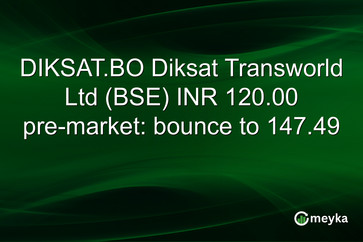 DIKSAT.BO Diksat Transworld Ltd (BSE) INR 120.00 pre-market: bounce to 147.49